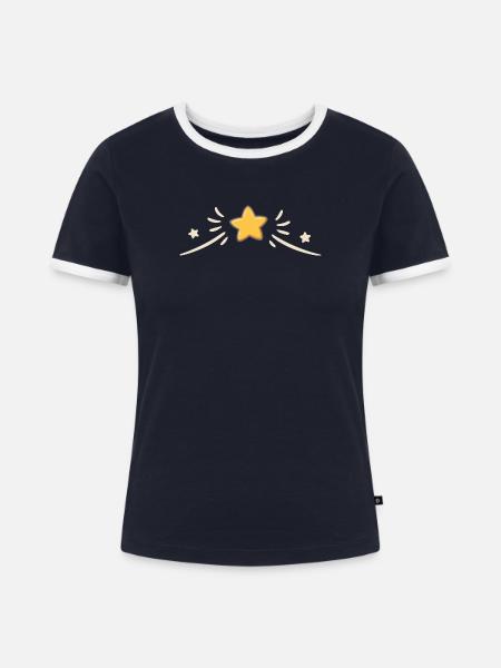 Funkelnder Stern und Funken - Frauen Kontrast-T-Shirt - Navy/Weiß 