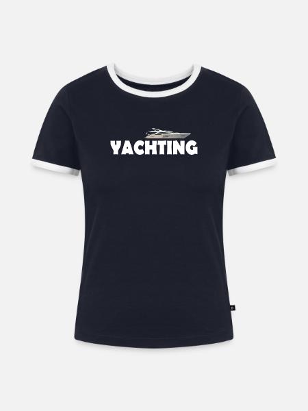 YACHTING - Frauen Kontrast-T-Shirt - Navy/Weiß 