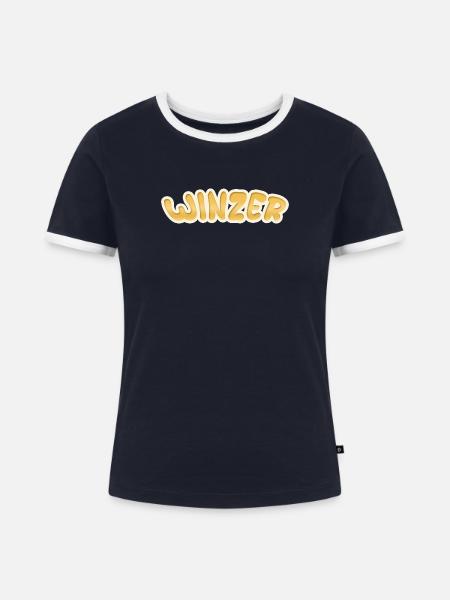 Job Winzer - Frauen Kontrast-T-Shirt - Navy/Weiß