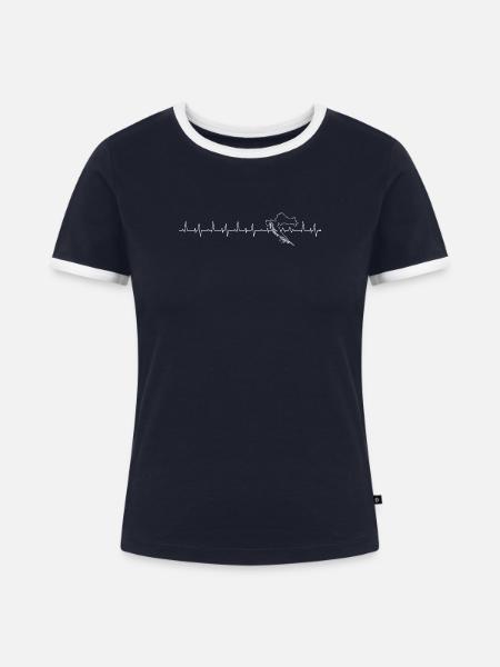 Italien Pulse Silhouette - Frauen Kontrast-T-Shirt - Navy/Weiß