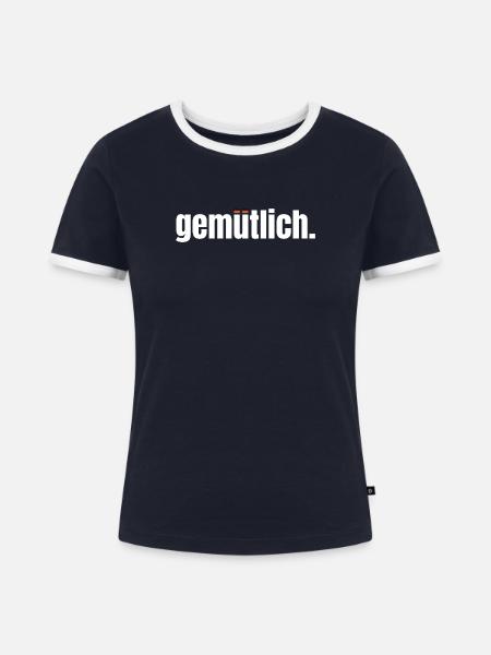 Gemütlich – Warmes Wohlfühl-Design - Frauen Kontrast-T-Shirt - Navy/Weiß 