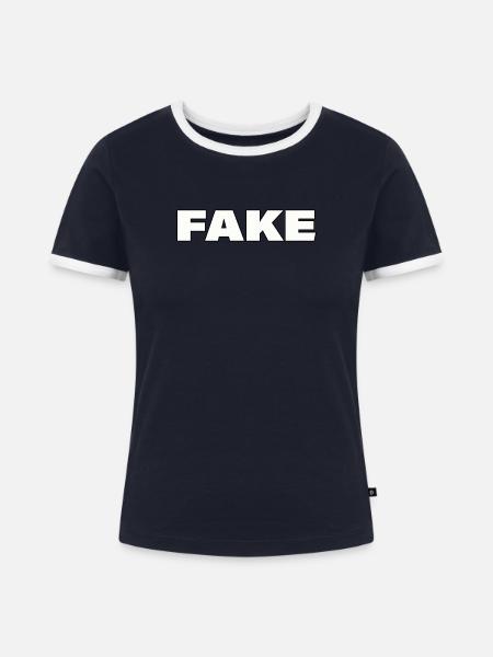 FAKE - Frauen Kontrast-T-Shirt - Navy/Weiß