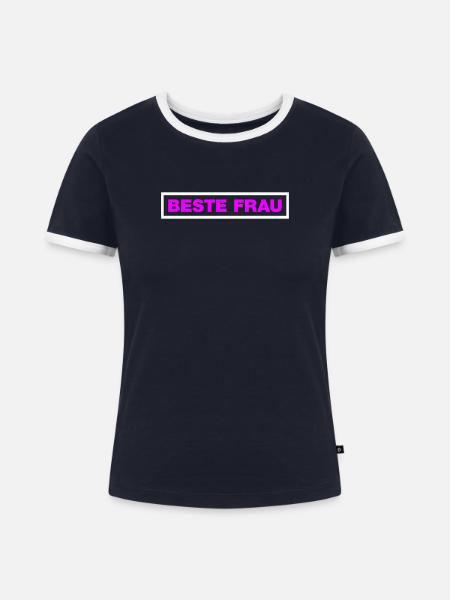 Beste Frau - Frauen Kontrast-T-Shirt - Navy/Weiß 