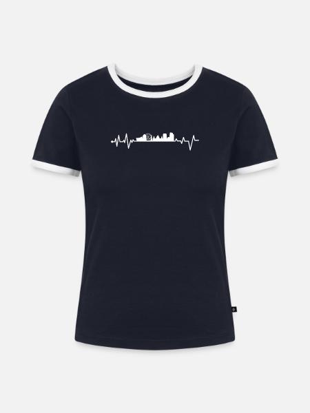 Belfast Herzschlag - Frauen Kontrast-T-Shirt - Navy/Weiß