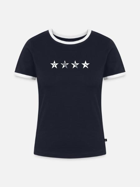 Band - Frauen Kontrast-T-Shirt - Navy/Weiß