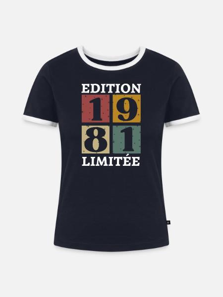 Limitierte Auflage 1981 geboren 1981 - Frauen Kontrast-T-Shirt - Navy/Weiß 