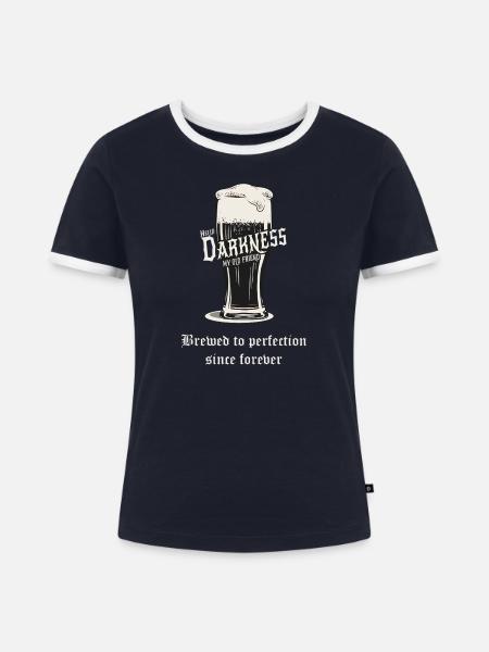 Hello Darkness – Brewed to Perfection - Frauen Kontrast-T-Shirt - Navy/Weiß 