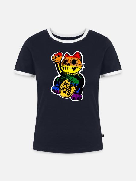 Neko Cavalera Pride Edition  - Frauen Kontrast-T-Shirt - Navy/Weiß 