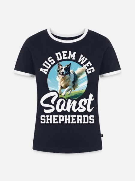 Australian Shepherd - Mein treuer Aussie - Frauen Kontrast-T-Shirt - Navy/Weiß 