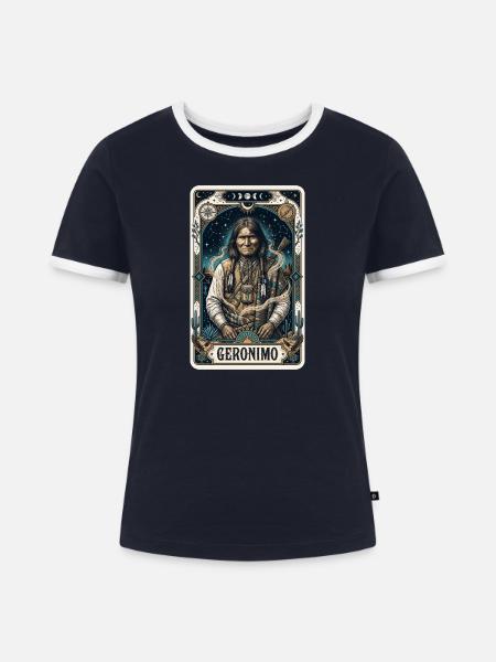 Geronimo im Sternenhimmel - Frauen Kontrast-T-Shirt - Navy/Weiß