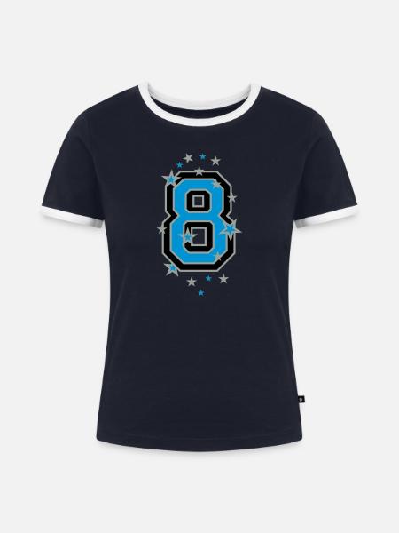Sieben 7 - Frauen Kontrast-T-Shirt - Navy/Weiß