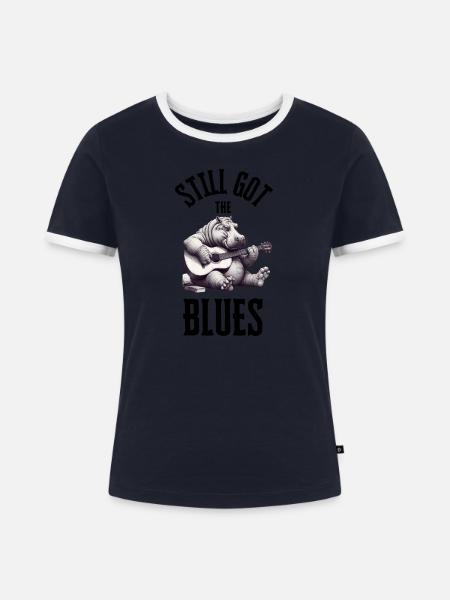 Habe immer noch den Blues - Frauen Kontrast-T-Shirt - Navy/Weiß