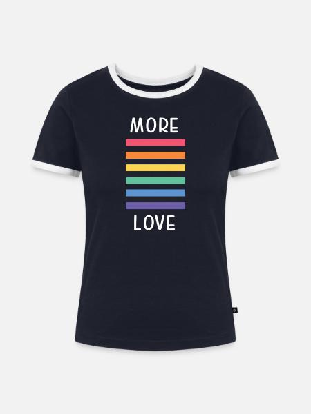 LGBT-Pride-Monat – Mehr Liebe - Frauen Kontrast-T-Shirt - Navy/Weiß 