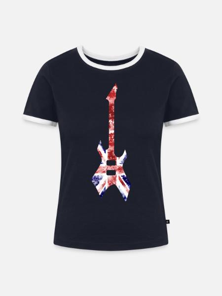 BC Rich Union Jack - Frauen Kontrast-T-Shirt - Navy/Weiß 