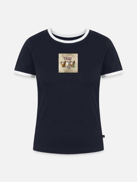 Protestäffchen - Frauen Kontrast-T-Shirt - Navy/Weiß