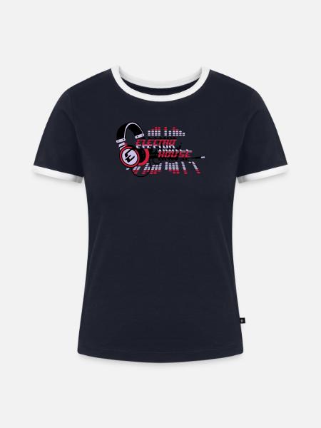 Krone - Frauen Kontrast-T-Shirt - Navy/Weiß 