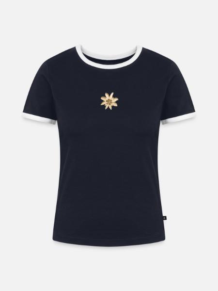 Edelweiss - Frauen Kontrast-T-Shirt - Navy/Weiß