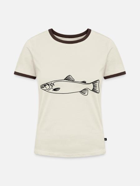 Forelle - Frauen Kontrast-T-Shirt - Off-White/Dunkelbraun