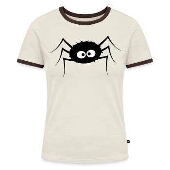 Spinne - Frauen Kontrast-T-Shirt - Off-White/Dunkelbraun - Vorne - AI Model Female 172 dark (172cm)