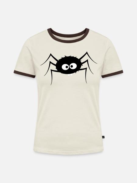 Spinne - Frauen Kontrast-T-Shirt - Off-White/Dunkelbraun