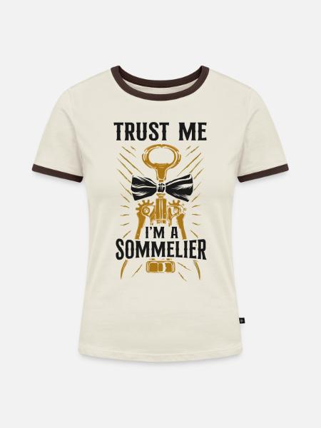 Sommelier Wine Drinking Tasting - Frauen Kontrast-T-Shirt - Off-White/Dunkelbraun