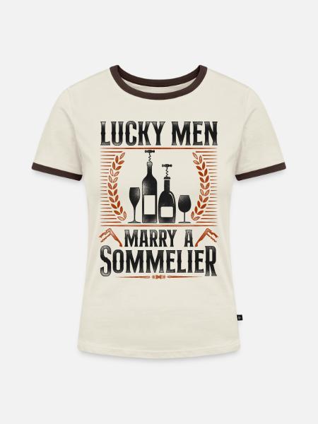 Sommelier Wine Drinking Tasting - Frauen Kontrast-T-Shirt - Off-White/Dunkelbraun