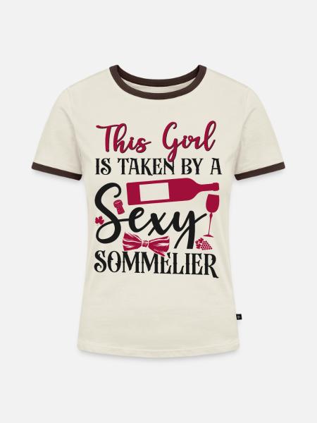 Sommelier Wine Drinking Tasting - Frauen Kontrast-T-Shirt - Off-White/Dunkelbraun