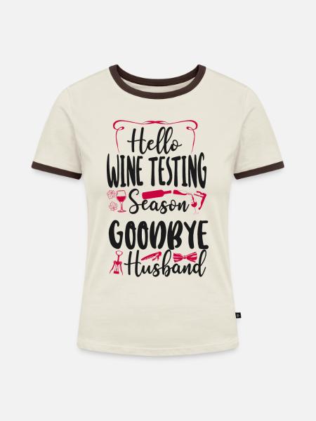 Sommelier Wine Drinking Tasting - Frauen Kontrast-T-Shirt - Off-White/Dunkelbraun