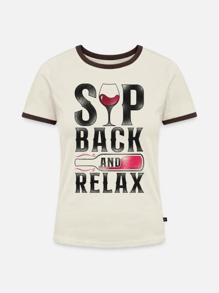 Sommelier Wine Drinking Tasting - Frauen Kontrast-T-Shirt - Off-White/Dunkelbraun