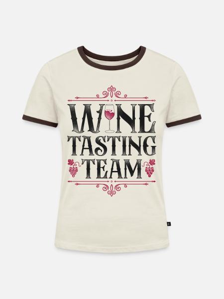 Sommelier Wine Drinking Tasting - Frauen Kontrast-T-Shirt - Off-White/Dunkelbraun
