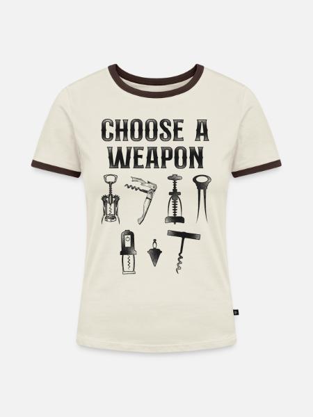 Sommelier Wine Drinking Tasting - Frauen Kontrast-T-Shirt - Off-White/Dunkelbraun