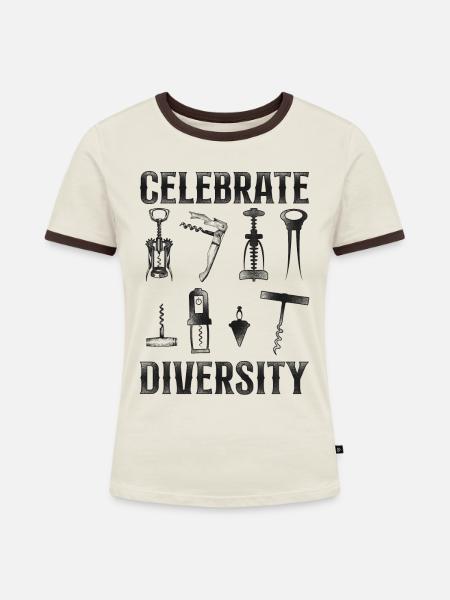 Sommelier Wine Drinking Tasting - Frauen Kontrast-T-Shirt - Off-White/Dunkelbraun