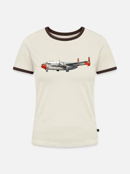 C-119 - Frauen Kontrast-T-Shirt - Off-White/Dunkelbraun
