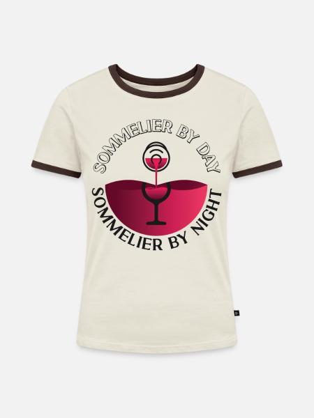 Sommelier Wine Drinking Tasting - Frauen Kontrast-T-Shirt - Off-White/Dunkelbraun