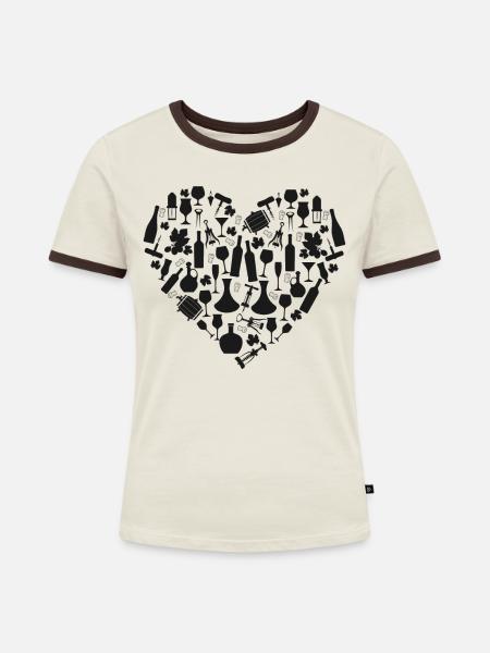 Sommelier Wine Drinking Tasting - Frauen Kontrast-T-Shirt - Off-White/Dunkelbraun