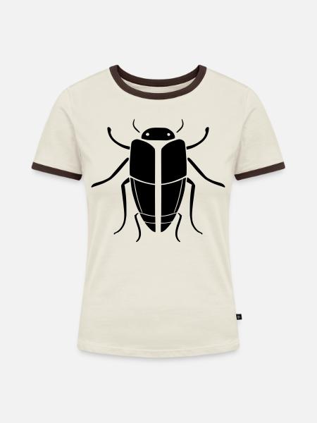 Schabe - Frauen Kontrast-T-Shirt - Off-White/Dunkelbraun