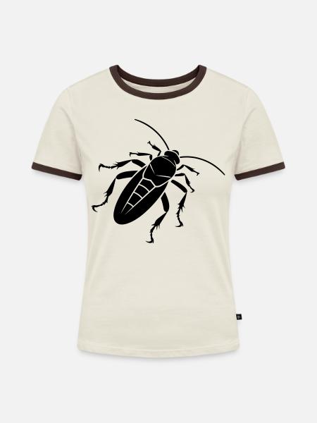Schabe - Frauen Kontrast-T-Shirt - Off-White/Dunkelbraun