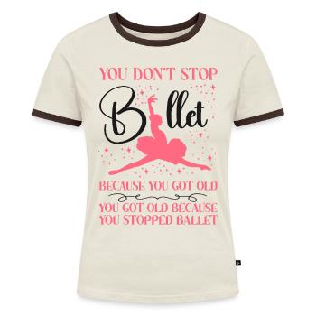 Ballet Dancer Dance Girl Ballerina - Frauen Kontrast-T-Shirt - Off-White/Dunkelbraun - Vorne - AI Model Female 172 dark (172cm)