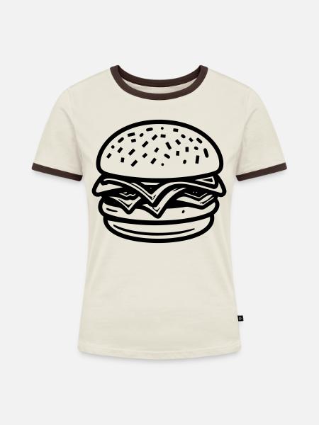 Hamburger - Frauen Kontrast-T-Shirt - Off-White/Dunkelbraun
