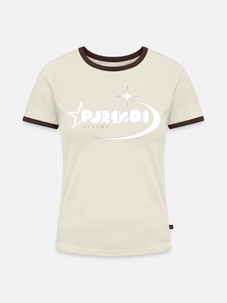 Space Style mit Stern und Komet - Frauen Kontrast-T-Shirt - Off-White/Dunkelbraun