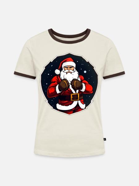 Weihnachten Fighter - Frauen Kontrast-T-Shirt - Off-White/Dunkelbraun