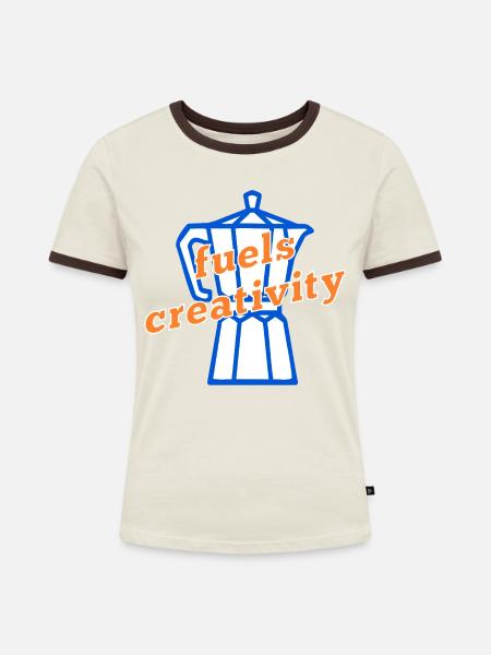 Kaffee-Kreativität - Frauen Kontrast-T-Shirt - Off-White/Dunkelbraun