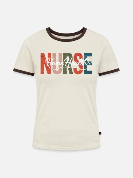 Krankenschwester Home Health Overlay - Frauen Kontrast-T-Shirt - Off-White/Dunkelbraun
