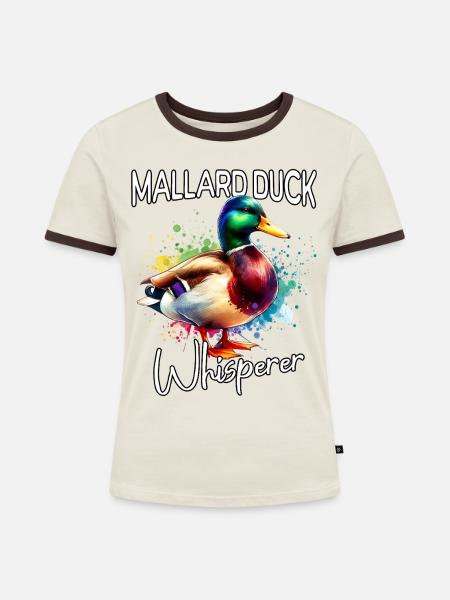 Stockente Flüsterer - Frauen Kontrast-T-Shirt - Off-White/Dunkelbraun