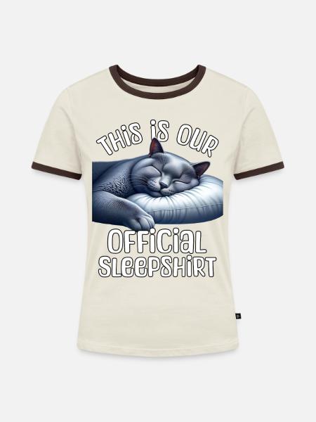 Russisch Blaukatze Schlafshirt - Frauen Kontrast-T-Shirt - Off-White/Dunkelbraun