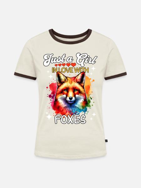 Rotfuchs Fuchs Mädchen Fox - Frauen Kontrast-T-Shirt - Off-White/Dunkelbraun