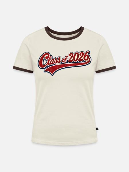 Klasse 2026 Retro Script - Frauen Kontrast-T-Shirt - Off-White/Dunkelbraun