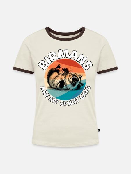 Lustige Birma Katze Sprüche - Frauen Kontrast-T-Shirt - Off-White/Dunkelbraun