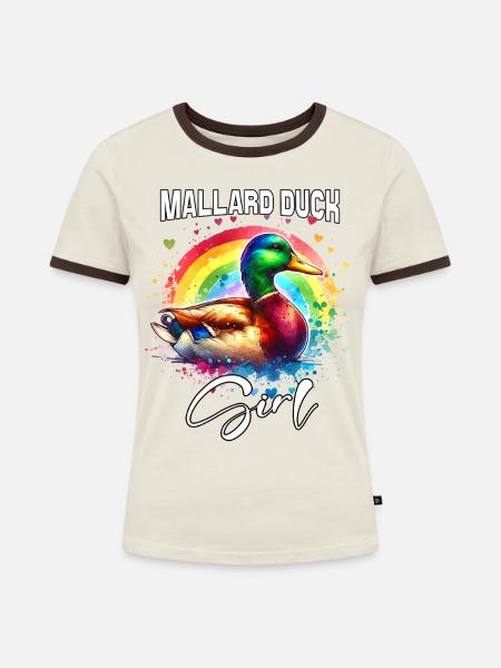 Mallard Duck Mädchen Stockente - Frauen Kontrast-T-Shirt - Off-White/Dunkelbraun