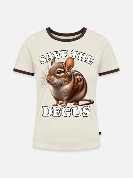 Degu Save Degu - Frauen Kontrast-T-Shirt - Off-White/Dunkelbraun